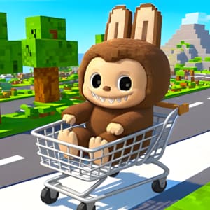 Labubu Rides a Cart